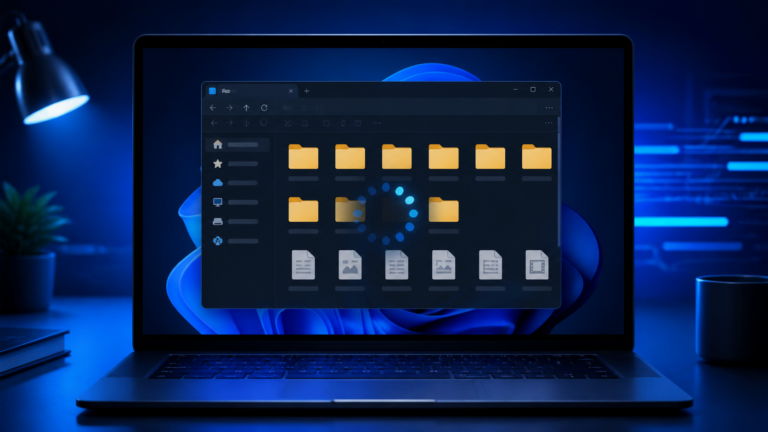 Windows 11 파일 탐색기가 로딩 중 멈춘 노트북 화면