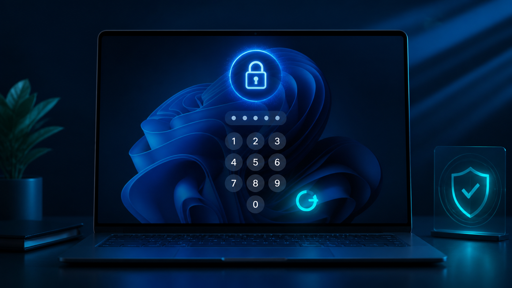 Windows 11 PIN 로그인 재설정 화면을 표현한 노트북
