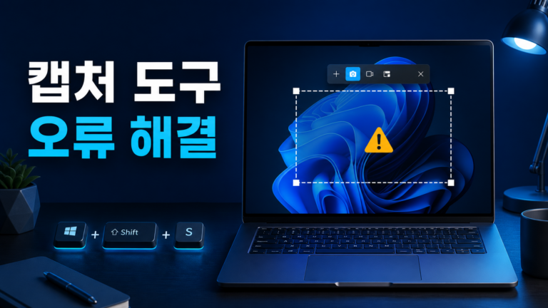 Windows 11 캡처 도구가 작동하지 않아 단축키와 앱 복구를 점검하는 화면